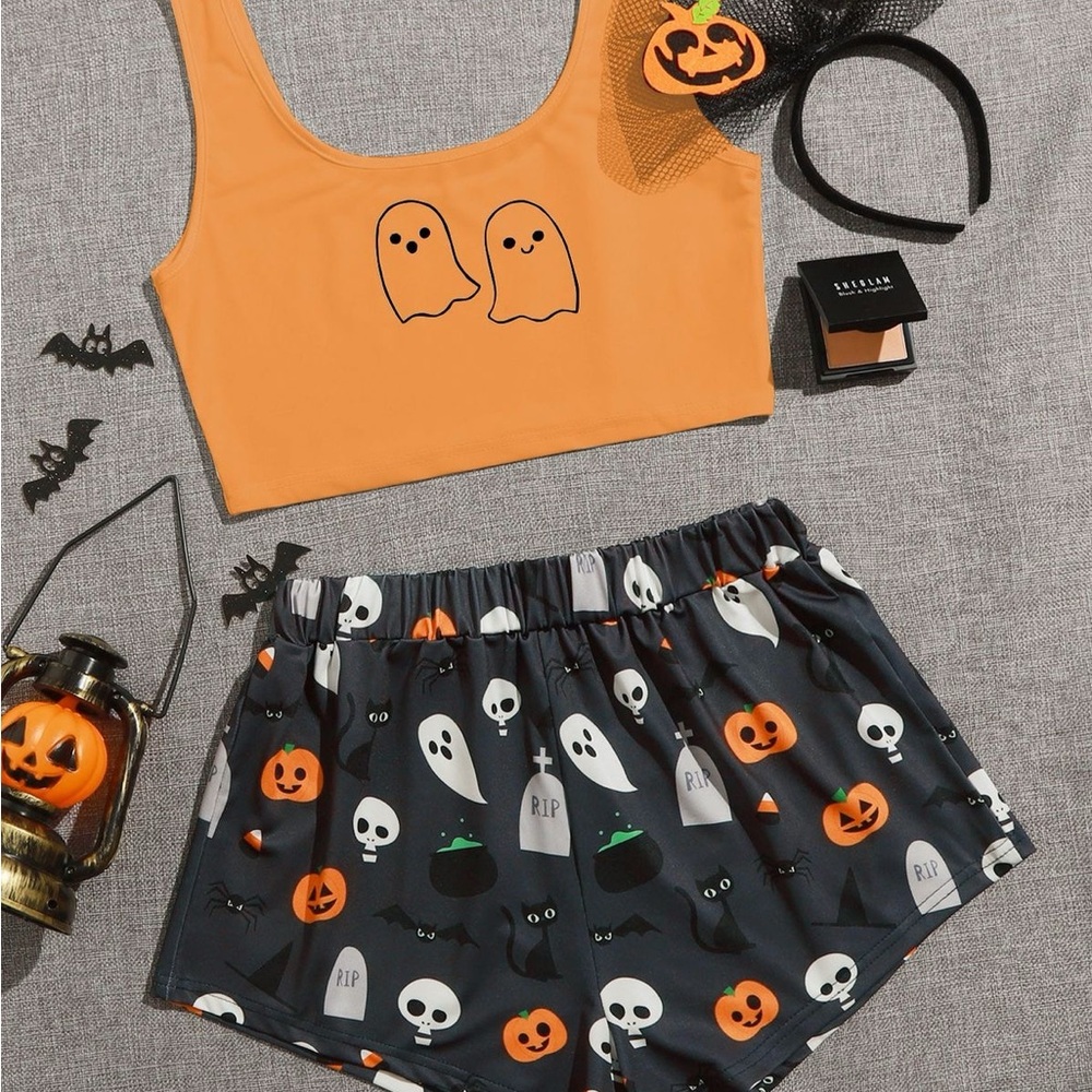 Halloween Ghost and Pumpkin Pajama Set
